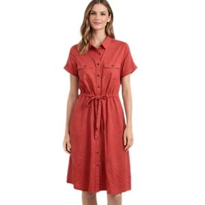 Croft & Barrow A-Line Shirtdress Short Sleeve Knee Length Mauve Pink Size Small